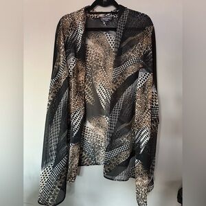 Sheer Animal Print Kimono Cardigan - Black & Brown